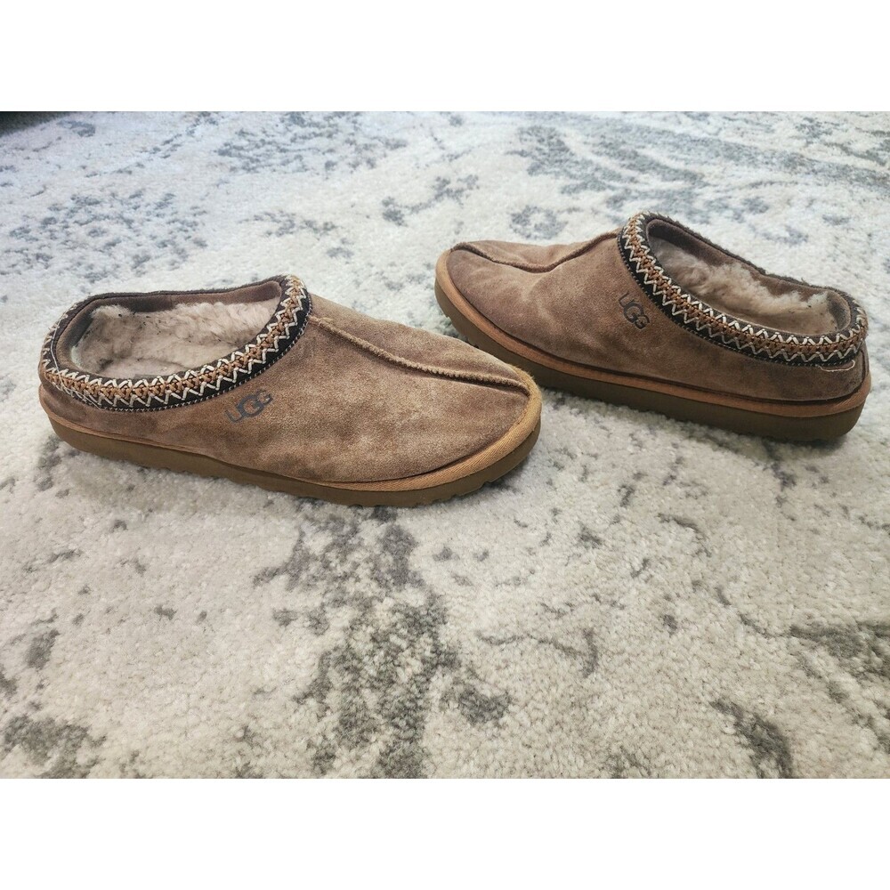 UGG Tasman Shoes Mens Size 12 Brown Suede Shearling Lined Clog Slippers 5950